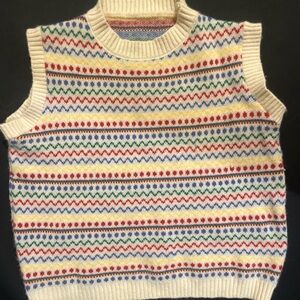 Colorful Patterned Knit Sweater Vest